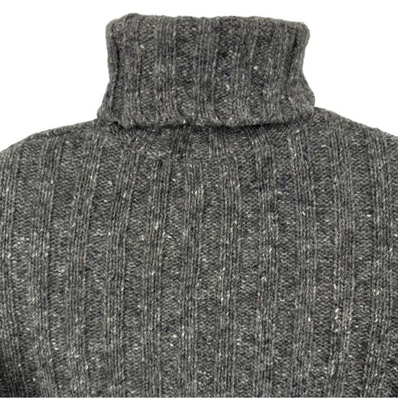 Garnet Hill Gray Tweed Wool Skinny Rib Turtleneck Size Small - Picture 3 of 12
